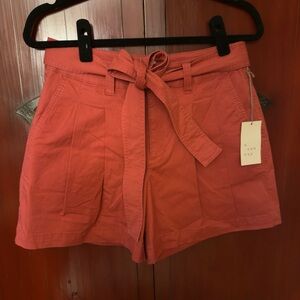 A New Day Shorts Dusty Red w/ Pockets Removable Sash Belt New With Tags
